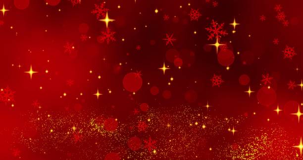 istock Red snowflakes and bokeh lights on the red Merry Christmas background. 3D render 1186999033