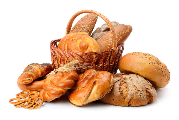 istock Fresh bread, buns and cookies in basket 1186999102