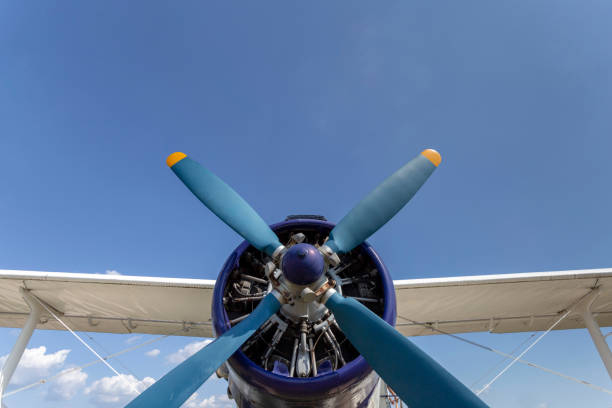 istock Old biplane propeller airplane in an airfield. 1187000312