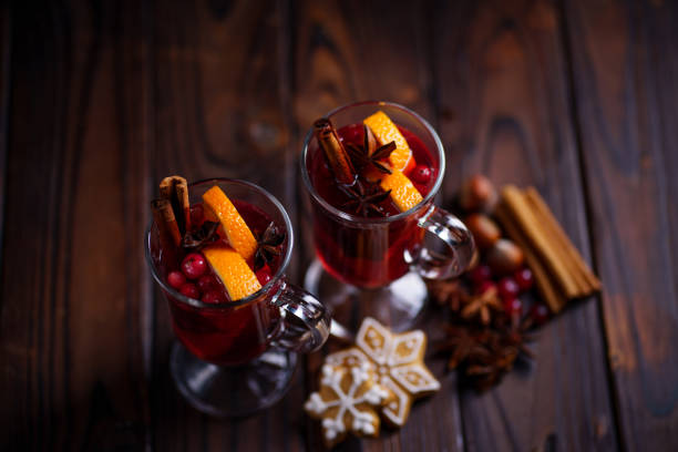 istock Christmas mulled wine with cranberry and oranges 1187000542