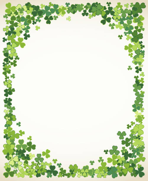 st. patricks day rahmen hintergrund - irish culture st patricks day backgrounds clover stock-grafiken, -clipart, -cartoons und -symbole