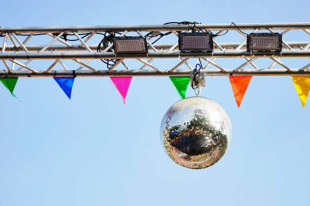 Disco Ball lamp up Disco ball with bright rays on day bicycle light photos stock pictures, royalty-free photos & images