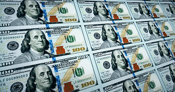 Sheets of New One Hundred Dollar Bills