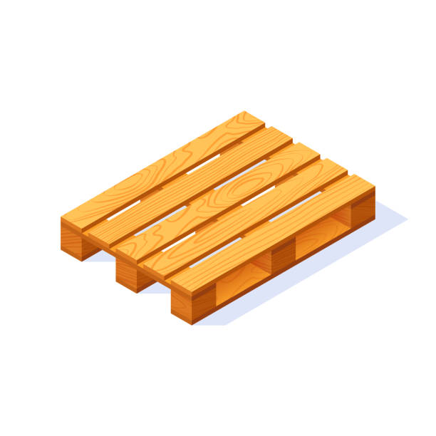 ilustrações de stock, clip art, desenhos animados e ícones de vector wooden pallet icon in flat style - manufaturing