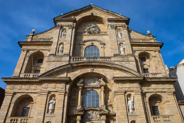 The exterior of the beautiful St. Martins Church, or Martinskirche, in the Bavarian town of Bamberg in Germany.