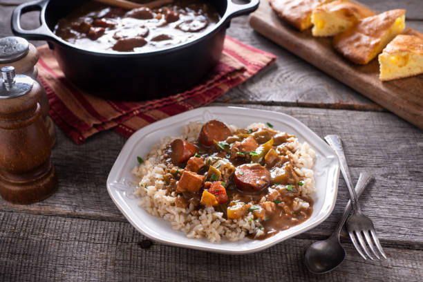 gumbo - creole food food studio shot nobody fotografías e imágenes de stock