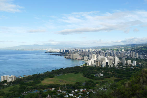 istock Honolulu and Waikiki Beach from Diamond Head in Hawaii 1187040654