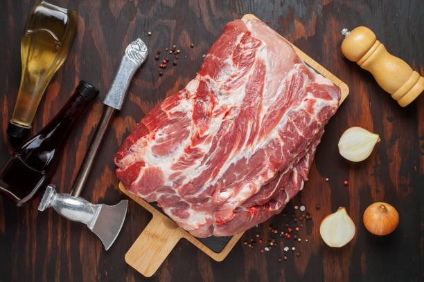 istock Big piece of raw pork meat 1187040959