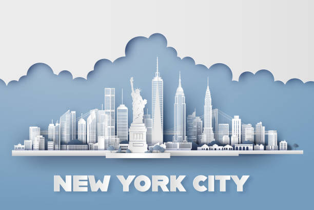 ilustrações, clipart, desenhos animados e ícones de nova iorque - new york city skyline bridge brooklyn