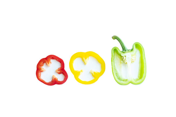 istock Sliced sweet pepper isolated on white background 1187042515