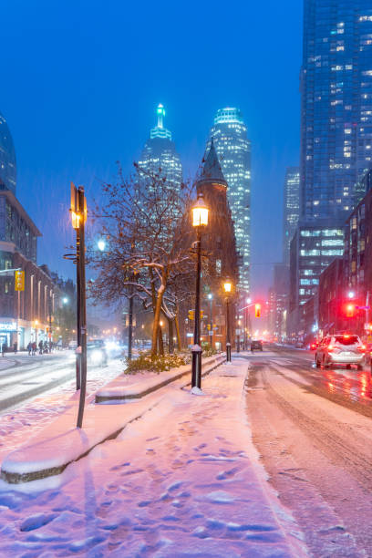 istock Flat Iron Building Toronto at night of Winter 1187045726
