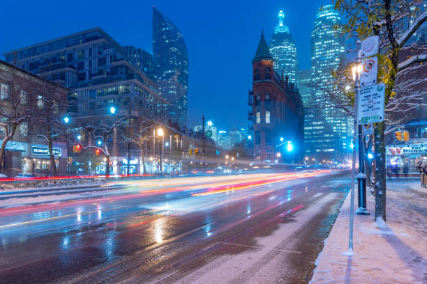 istock Flat Iron Building Toronto at night of Winter 1187048895