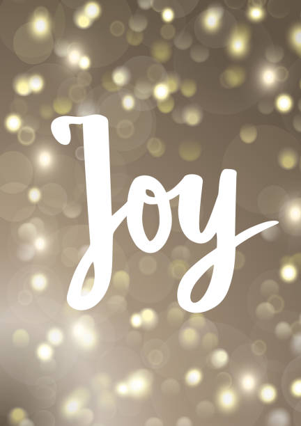 istock Joy Hand drawn text. Holiday greetings quote. Sparkling glowing lights. Background with bokeh effect. 1187049956