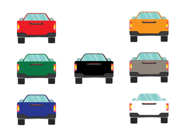 istock Set of  pick up truck car back view on white background,illustration vector 1187058026