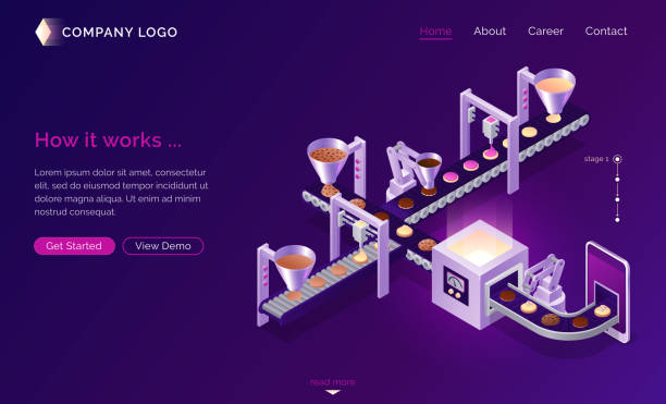 ilustraciones, imágenes clip art, dibujos animados e iconos de stock de tecnología de cookies de servidor, concepto isométrico - purple belt