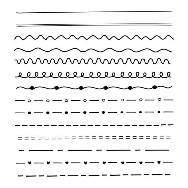 zestaw linii rysowanych ręcznie. - straight lines stock illustrations