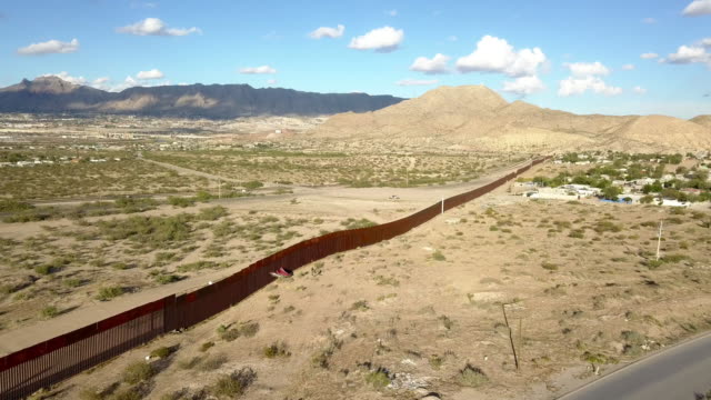 Aerial Clip of the US/Mexico Border Wall Between New Mexico and Chihuahua