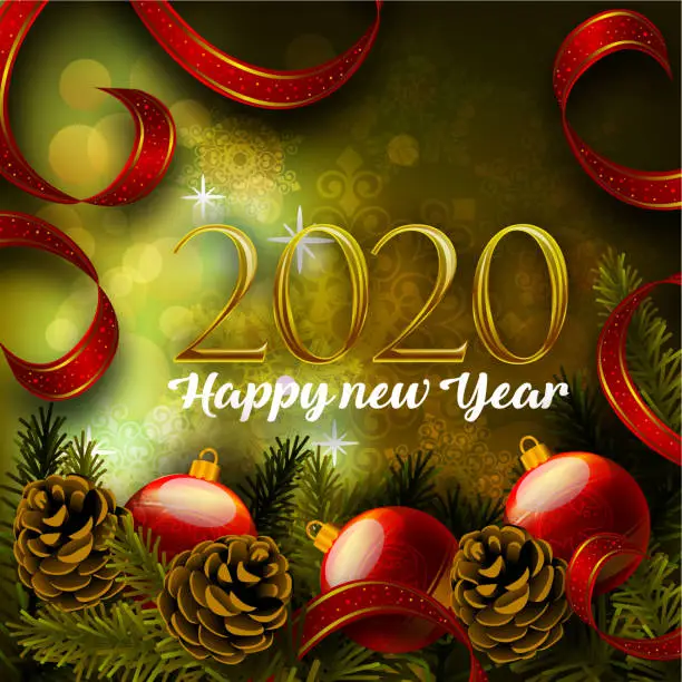 Vector illustration of Happy New Year, 2020, Background