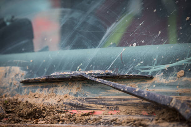 istock Muddy wind screen of an off road 1187078377