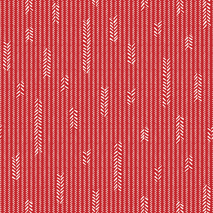 istock Hand-Drawn Abstract Jersey Knit Texture with White Uneven Vertical Stitches on Red Background Vector Seamless Pattern 1187082326