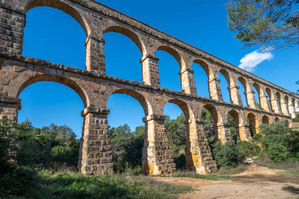 istock Ancient roman aqueduct Ponte del Diable or Devil's Bridge in Tarragona, Spain. 1187085636