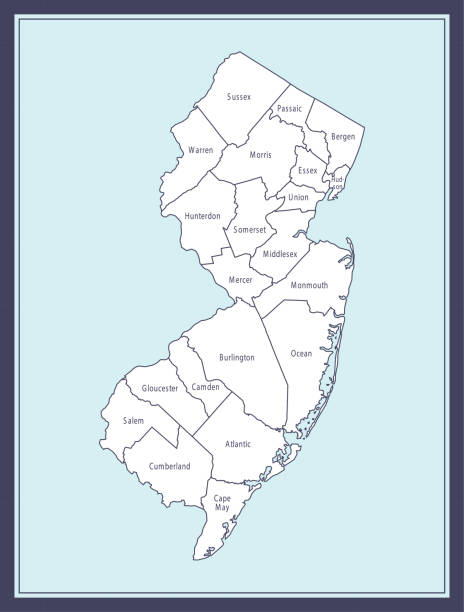 New Jersey counties map printable Downloadable county map of New Jersey state of United States of America. The map is accurately prepared by a map expert. clifton stock illustrations