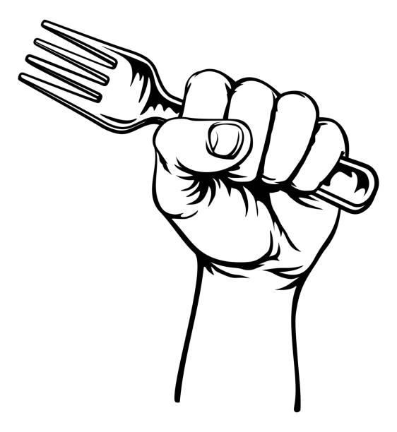 illustrazioni stock, clip art, cartoni animati e icone di tendenza di forcella tenendo la mano - fist punching human hand symbol