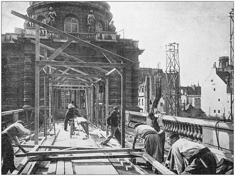 Antique photo: Construction site