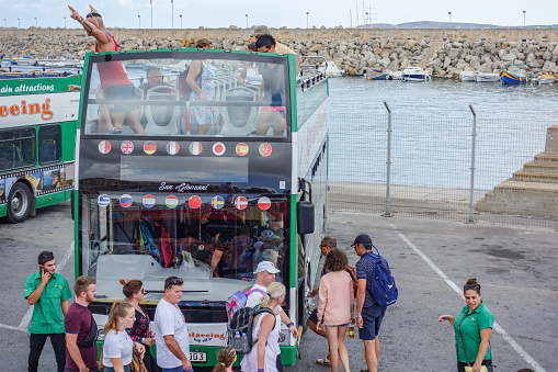 Victoria, Malta - October 21, 2019: Gozo hop-on and hop-off sightseeing bus