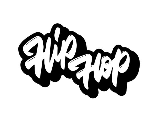 music01-01 Hip hop tag graffiti style label lettering logo, vector.Typography for poster,t-shirt or stickers hiphop stock illustrations