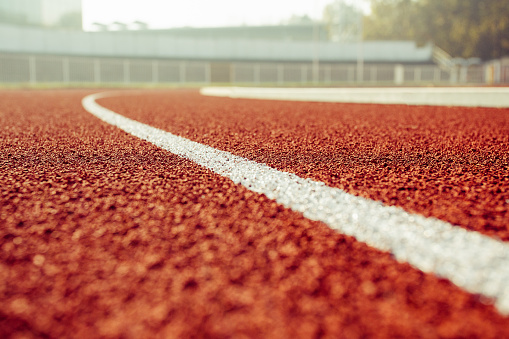 Detail of a running track in a stadium
