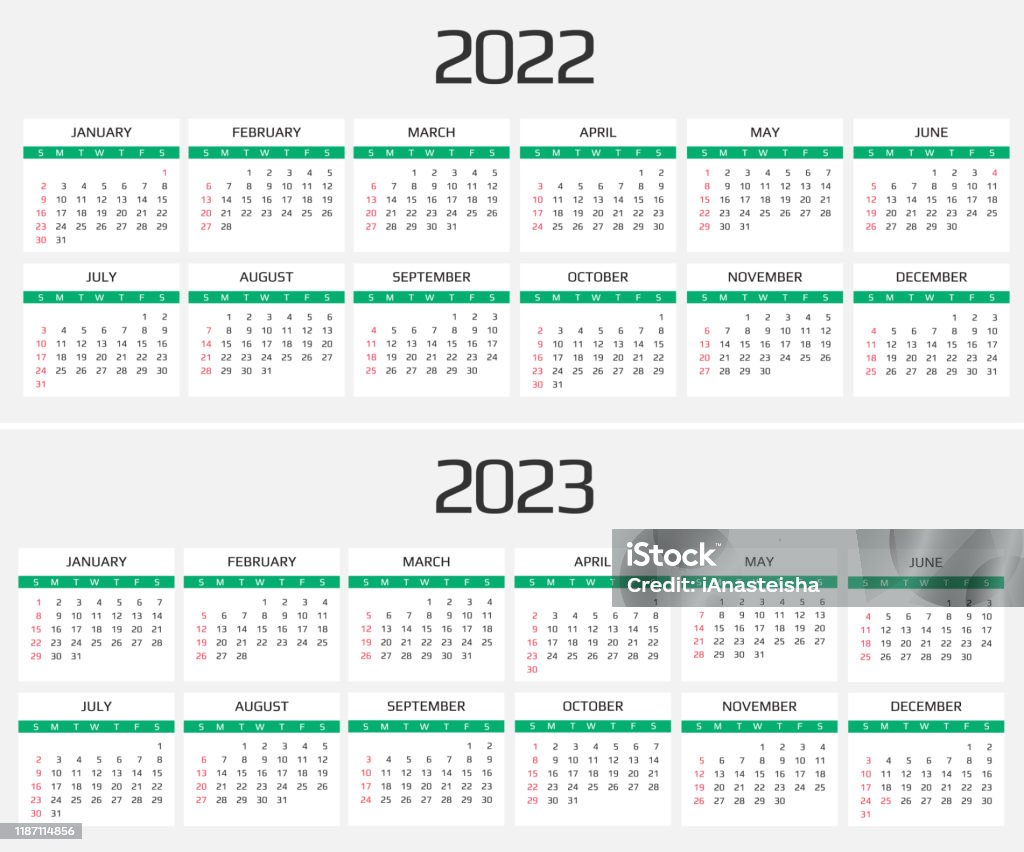 Calendario E2023 Modello Calendario 2022 E 2023 12 Mesi Includere Evento Vacanze - Immagini  vettoriali stock e altre immagini di 2020 - iStock