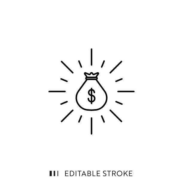 Money Pouch Icon with Editable Stroke and Pixel Perfect. Money Pouch Single Icon with Editable Stroke and Pixel Perfect. 156 number stock illustrations
