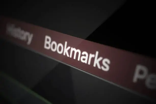 Photo of Bookmarks menu on the display 3d illustration