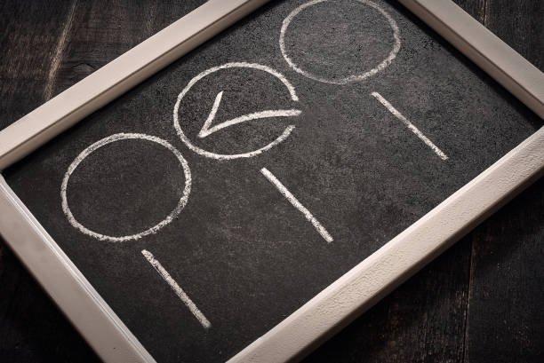 istock Blackboard with check boxes on chalk board. Hand writing. Dark background. 1187116095
