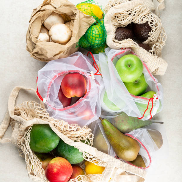 istock Cotton String Mesh Bag, Reusable Shopping Tote for Grocery 1187116719