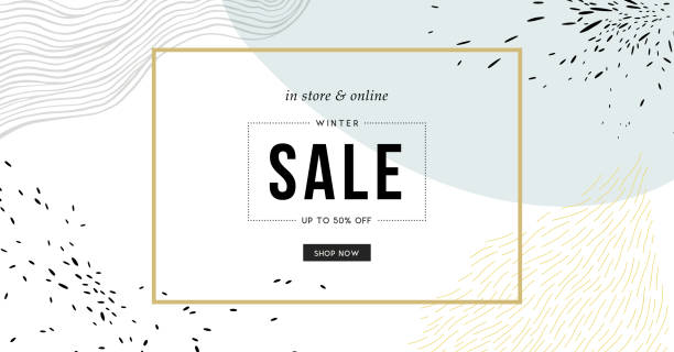 Universal Horizontal Art Template_01 Sale header or banner with space for text on abstract background. winter fashion stock illustrations
