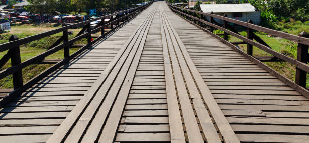 istock Old wood bridge point of view 1187122726
