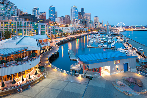 Waterfront overview at downtown Seattle, Washington, United States