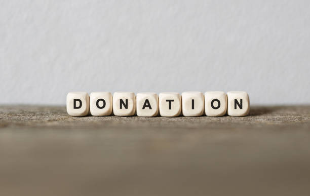 istock Word DONATION made with wood building blocks 1187124331