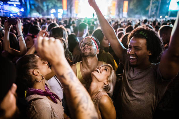 istock Dancing on music concert at night! 1187124452