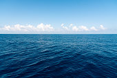 Sea ocean and blue sky background.