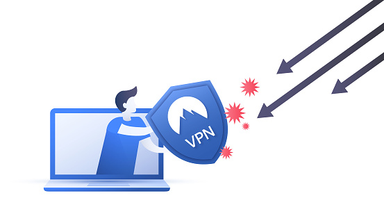 A scheme showing how to use a VPN service