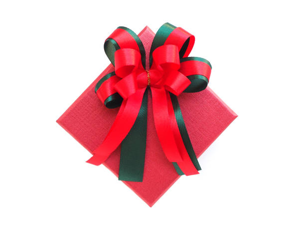 istock Christmas gift box with bow over white background. 1187128637