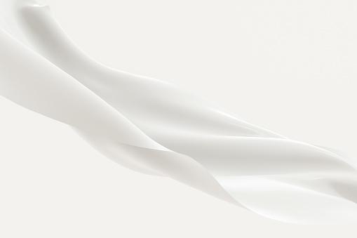 Tela fluida, fondo de color blanco, renderizado 3D. photo