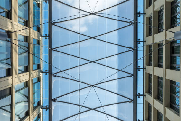 istock Glass-roofed courtyard of a modern building 1187132948