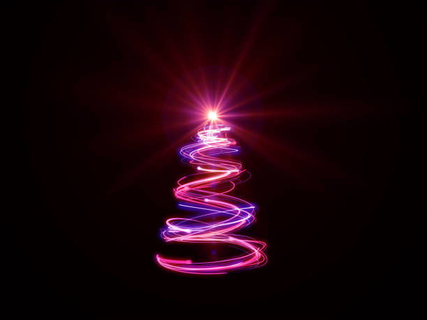 istock Pink christmas tree magical lights on black background 1187135363