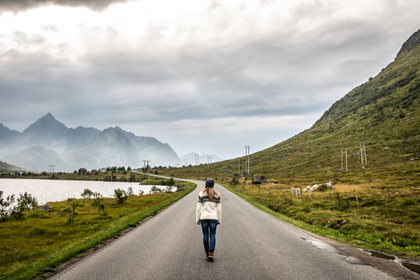 istock Mountain range and road of Norway. 1187136402