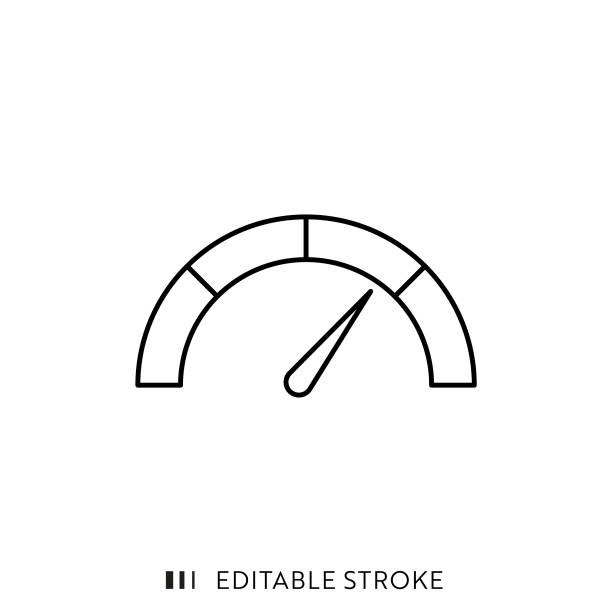 Credit Score Icon with Editable Stroke and Pixel Perfect. Credit Score Single Line Icon with Editable Stroke and Pixel Perfect. speedometer stock illustrations