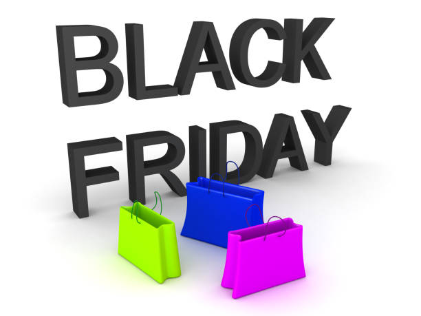istock 3D Rendering of Black Friday text and shopping bags 1187140970